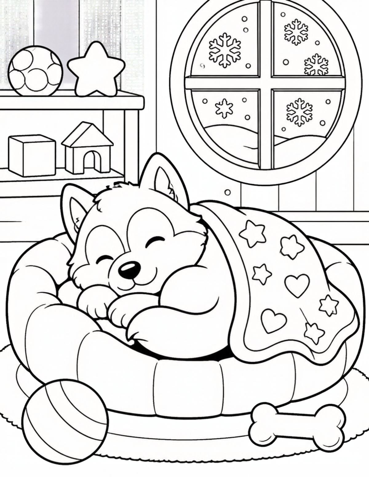 Husky Dog coloring book