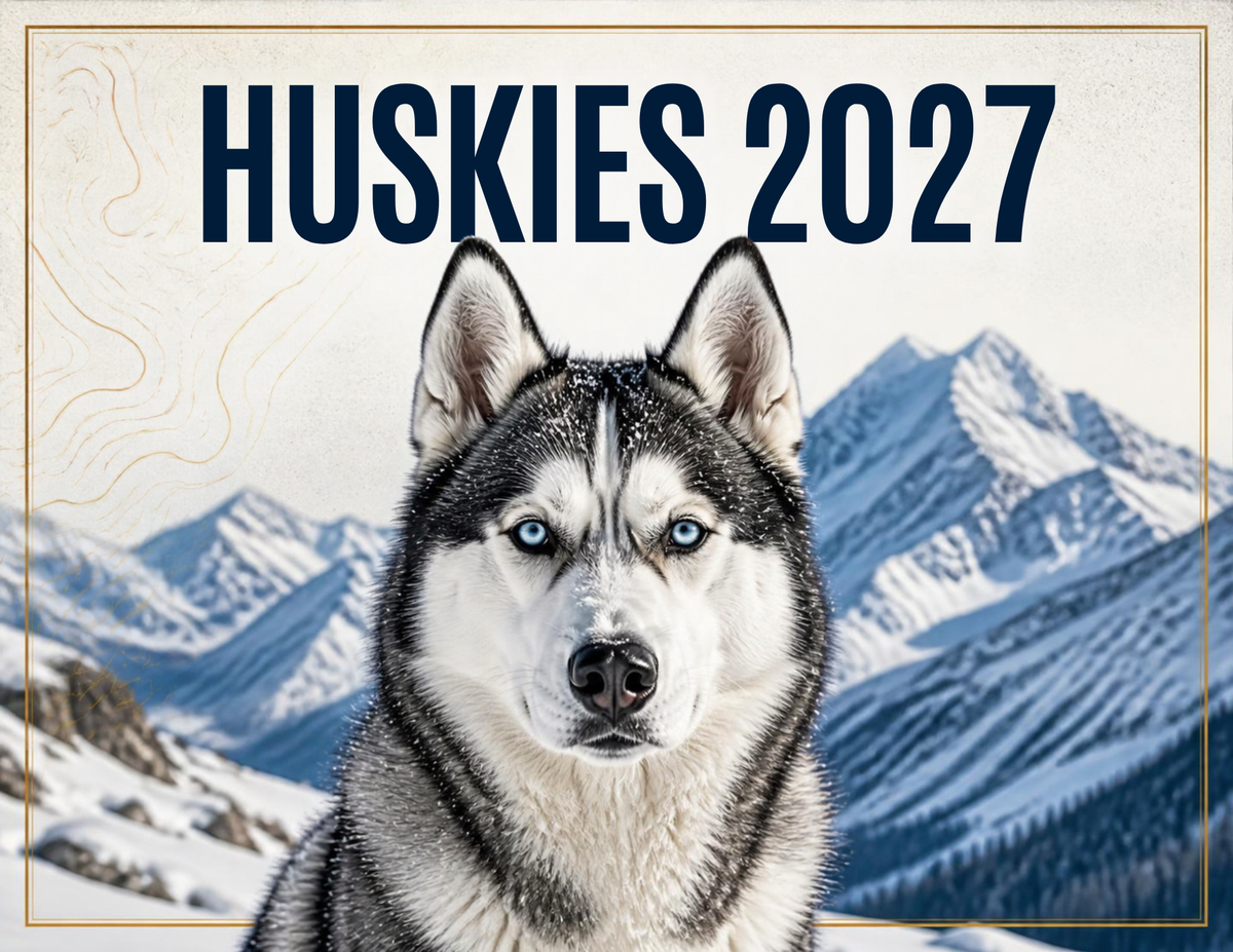 Husky 2027 Printable Wall Calendar